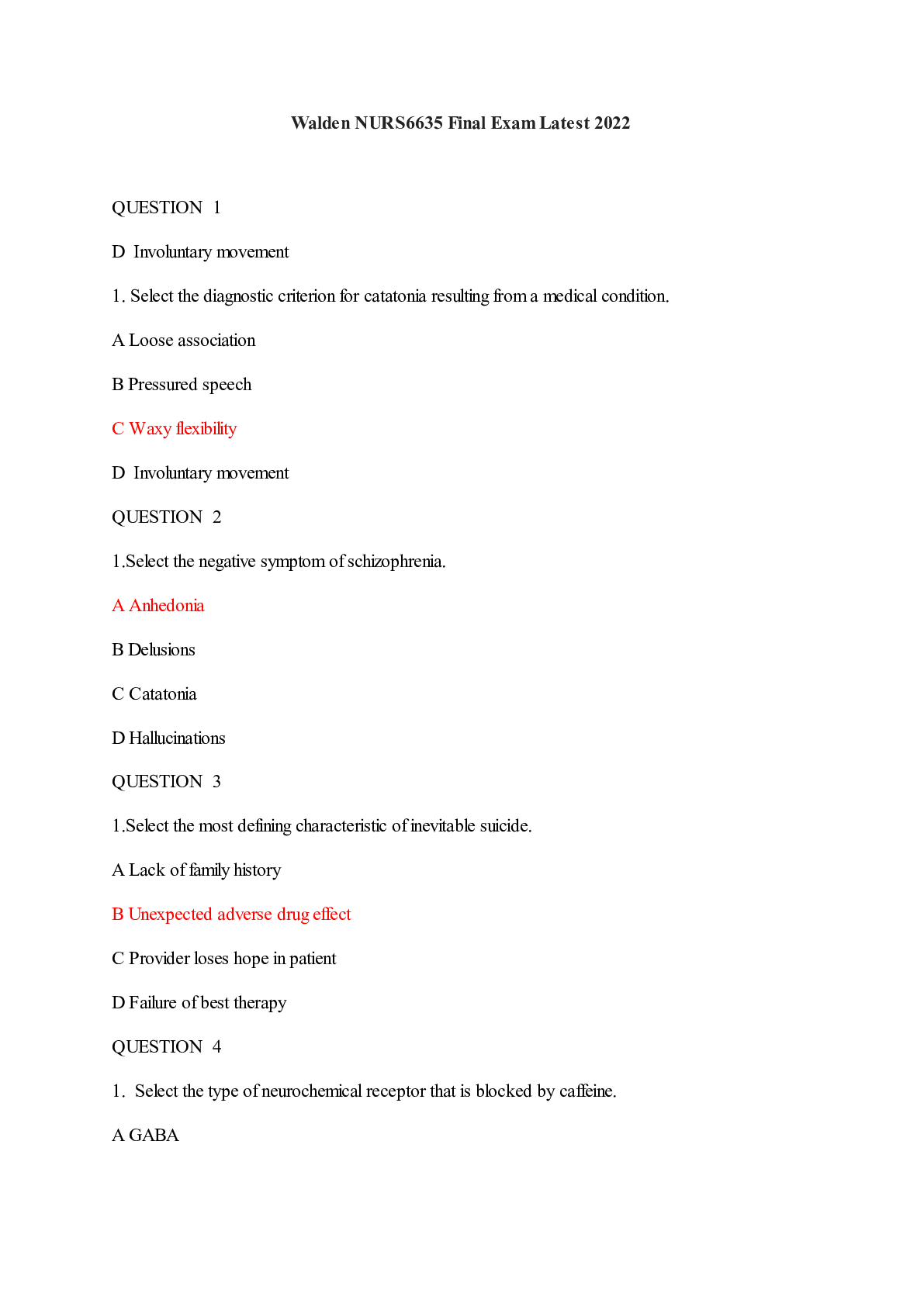 Preview image for Walden NURS6635 Final Exam Updated/Walden NURS6635 Final Exam Updated